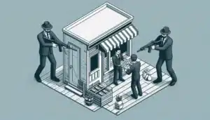 Racketeering - criminals collecting money from a business owner