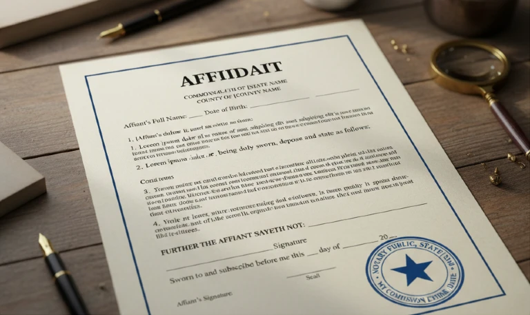 An image of an affidavit legal document.