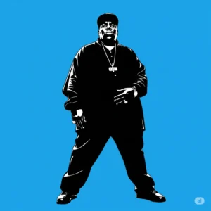 An illustration of the famous rap artists Notorious B.I.G.