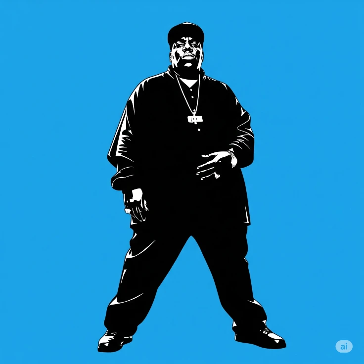 An illustration of the famous rap artists Notorious B.I.G.