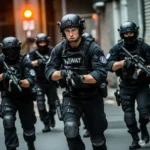 A police SWAT team in action