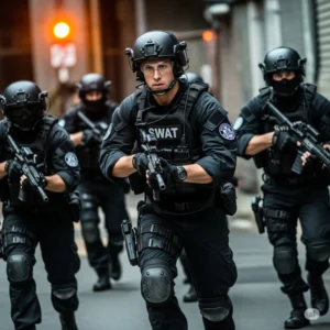 A police SWAT team in action