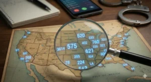 A map showing area codes